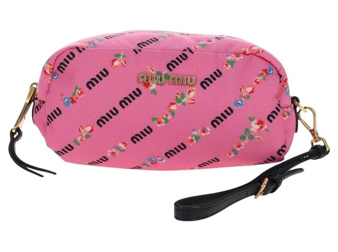 Beauty Case Miu Miu Nylon Pink Gold Auth 206346M Rosa D'oro - vista 13