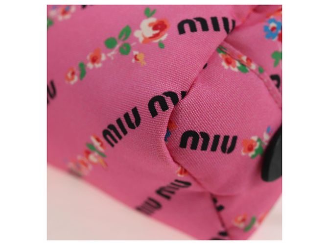 Beauty Case Miu Miu Nylon Pink Gold Auth 206346M Rosa D'oro - vista 16