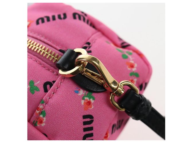 Beauty Case Miu Miu Nylon Pink Gold Auth 206346M Rosa D'oro - vista 18