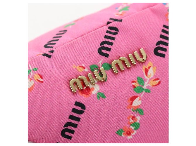Beauty Case Miu Miu Nylon Pink Gold Auth 206346M Rosa D'oro - vista 19