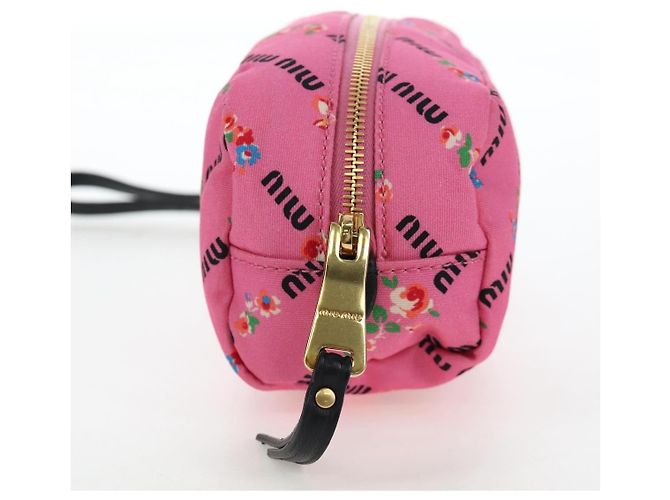Beauty Case Miu Miu Nylon Pink Gold Auth 206346M Rosa D'oro - vista 3