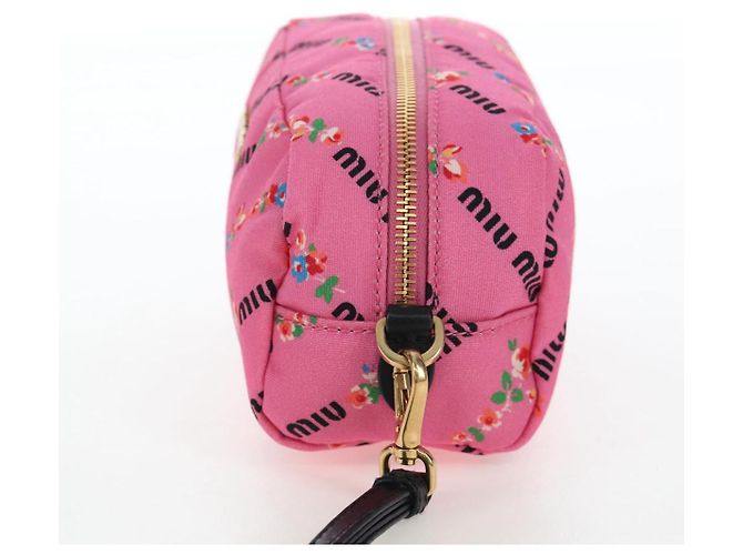 Beauty Case Miu Miu Nylon Pink Gold Auth 206346M Rosa D'oro - vista 4
