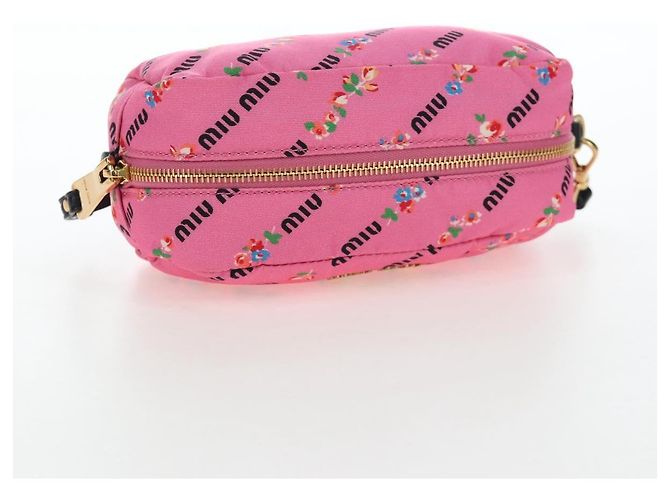 Beauty Case Miu Miu Nylon Pink Gold Auth 206346M Rosa D'oro - vista 5