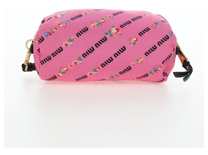 Beauty Case Miu Miu Nylon Pink Gold Auth 206346M Rosa D'oro - vista 6