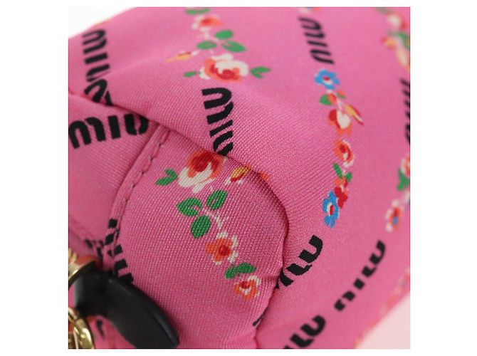 Beauty Case Miu Miu Nylon Pink Gold Auth 206346M Rosa D'oro - vista 7