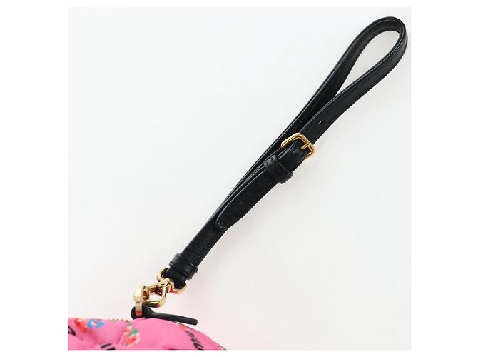 Beauty Case Miu Miu Nylon Pink Gold Auth 206346M Rosa D'oro - vista 8