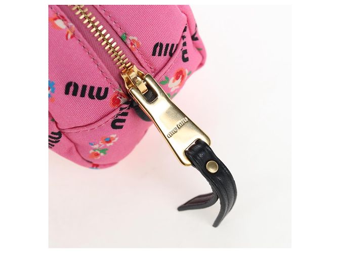 Beauty Case Miu Miu Nylon Pink Gold Auth 206346M Rosa D'oro - vista 9