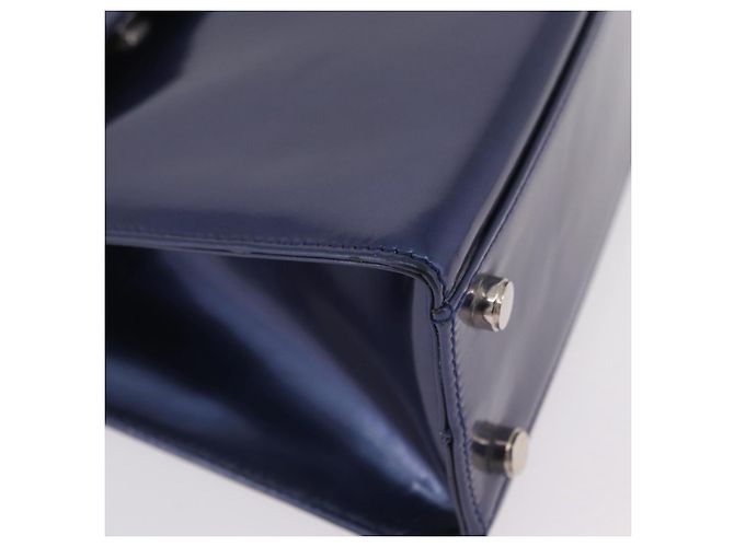 Borsa Salvatore Ferragamo Gancini Pelle verniciata 2way Navy Silver Auth 206330A Argento Blu navy - vista 18