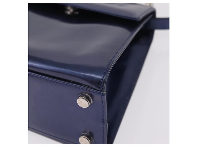 Borsa Salvatore Ferragamo Gancini Pelle verniciata 2way Navy Silver Auth 206330A Argento Blu navy - vista 19