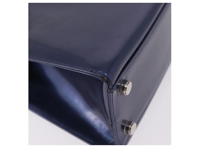 Borsa Salvatore Ferragamo Gancini Pelle verniciata 2way Navy Silver Auth 206330A Argento Blu navy - vista 20