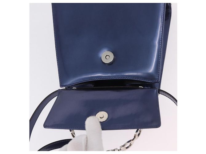 Borsa Salvatore Ferragamo Gancini Pelle verniciata 2way Navy Silver Auth 206330A Argento Blu navy - vista 22