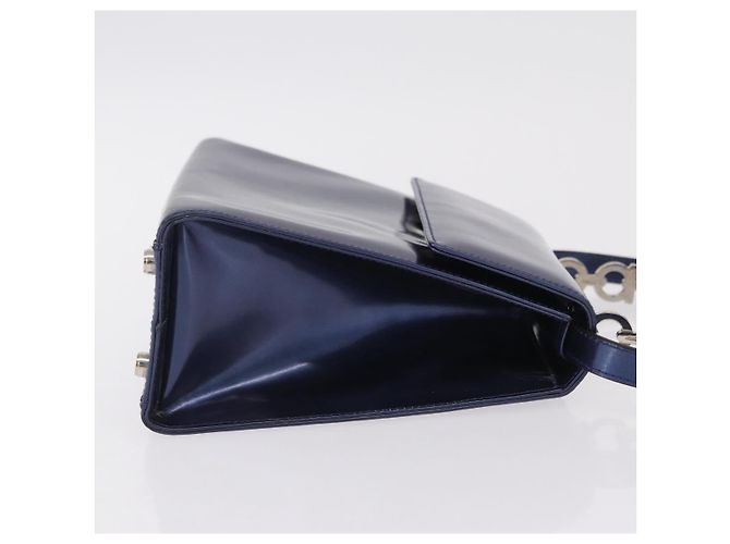 Borsa Salvatore Ferragamo Gancini Pelle verniciata 2way Navy Silver Auth 206330A Argento Blu navy - vista 4