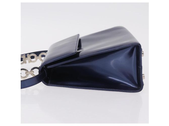 Borsa Salvatore Ferragamo Gancini Pelle verniciata 2way Navy Silver Auth 206330A Argento Blu navy - vista 5