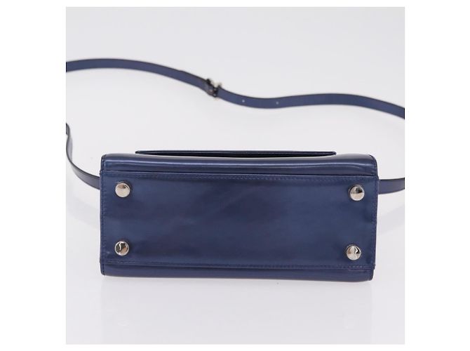 Borsa Salvatore Ferragamo Gancini Pelle verniciata 2way Navy Silver Auth 206330A Argento Blu navy - vista 6