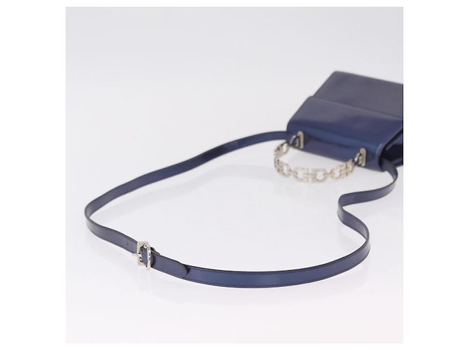 Borsa Salvatore Ferragamo Gancini Pelle verniciata 2way Navy Silver Auth 206330A Argento Blu navy - vista 9