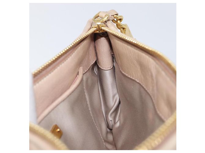 Pouch Miu Miu Matelassé in pelle Beige Gold Auth 205354V D'oro - vista 19