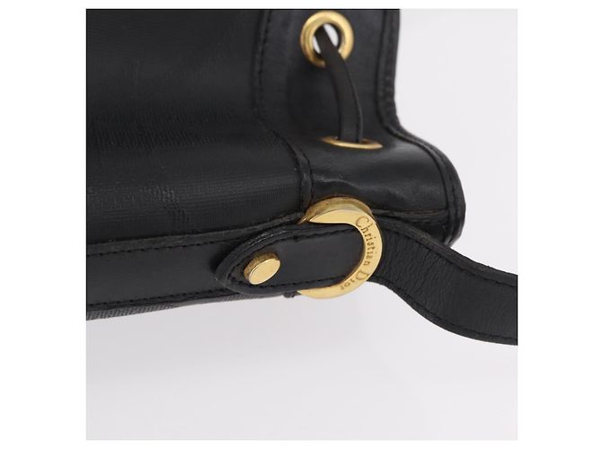 Borsa a tracolla Christian Dior Trotter PVC Nero Tono Oro Auth BA16105 - vista 4