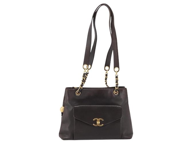Borsa Tote a Catena CHANEL Pelle Nera Oro CC Auth BA16063 Nero D'oro - vista 13