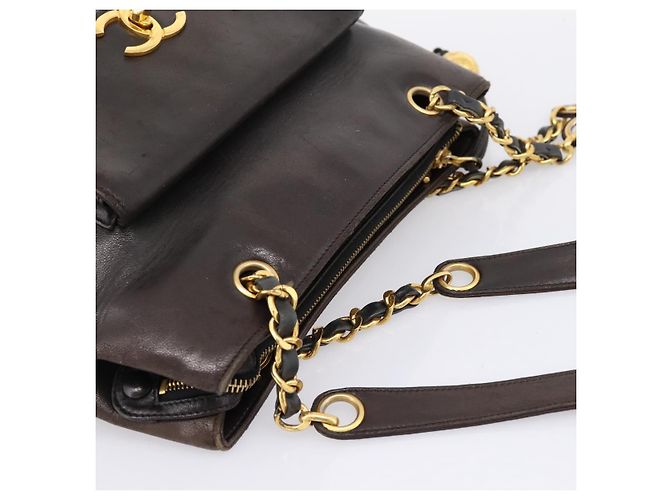 Borsa Tote a Catena CHANEL Pelle Nera Oro CC Auth BA16063 Nero D'oro - vista 6
