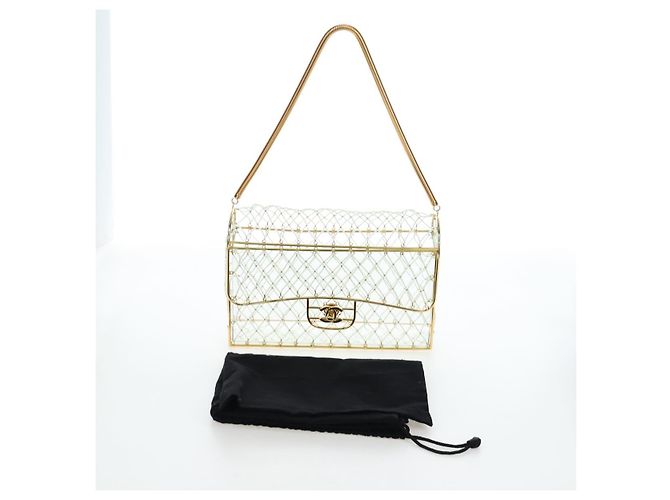 Borsa CHANEL Matelasse Turn Lock Perle in Metallo e Plastica Gold CC Auth am12768SM - vista 12
