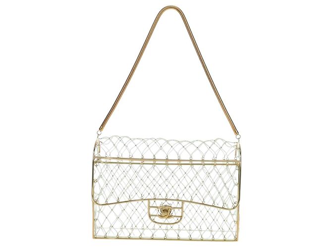 Borsa CHANEL Matelasse Turn Lock Perle in Metallo e Plastica Gold CC Auth am12768SM - vista 13