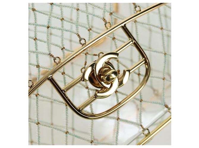 Borsa CHANEL Matelasse Turn Lock Perle in Metallo e Plastica Gold CC Auth am12768SM - vista 19