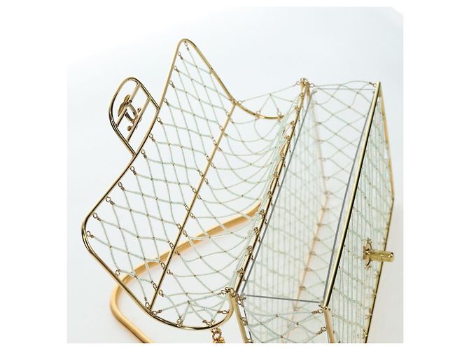 Borsa CHANEL Matelasse Turn Lock Perle in Metallo e Plastica Gold CC Auth am12768SM - vista 20