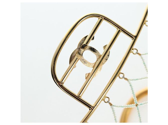 Borsa CHANEL Matelasse Turn Lock Perle in Metallo e Plastica Gold CC Auth am12768SM - vista 21