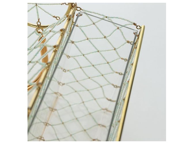 Borsa CHANEL Matelasse Turn Lock Perle in Metallo e Plastica Gold CC Auth am12768SM - vista 22