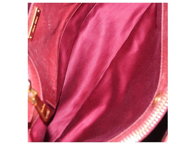 Bolsa de Mão Miu Miu em Couro 2way Rosa Ouro Auth 167648A Dourado - vista 11