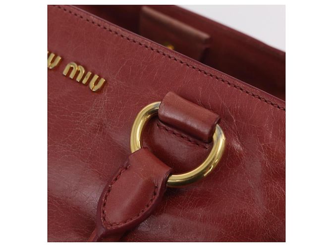 Bolsa de Mão Miu Miu em Couro 2way Rosa Ouro Auth 167648A Dourado - vista 16