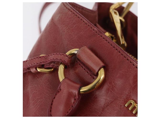 Bolsa de Mão Miu Miu em Couro 2way Rosa Ouro Auth 167648A Dourado - vista 17