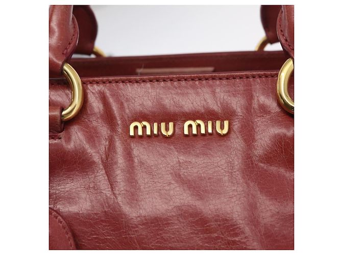 Bolsa de Mão Miu Miu em Couro 2way Rosa Ouro Auth 167648A Dourado - vista 25