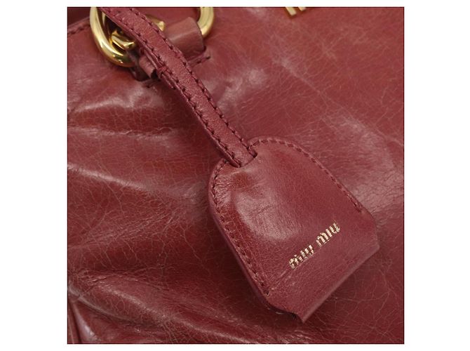 Bolsa de Mão Miu Miu em Couro 2way Rosa Ouro Auth 167648A Dourado - vista 26