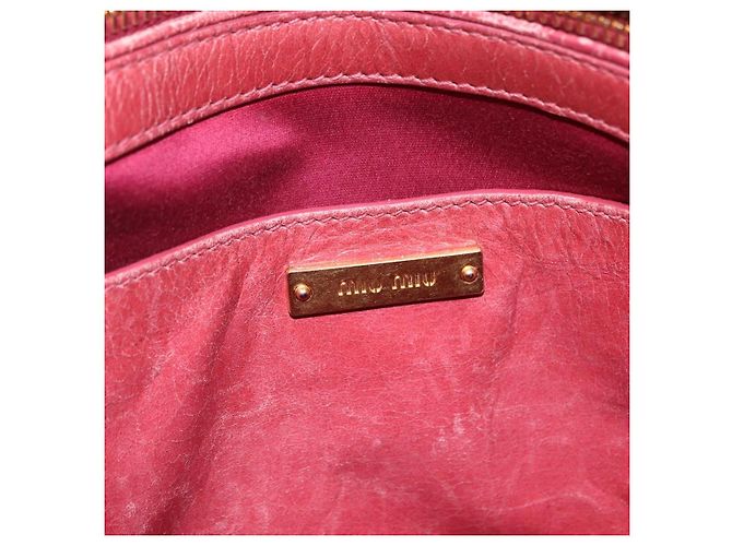Bolsa de Mão Miu Miu em Couro 2way Rosa Ouro Auth 167648A Dourado - vista 27