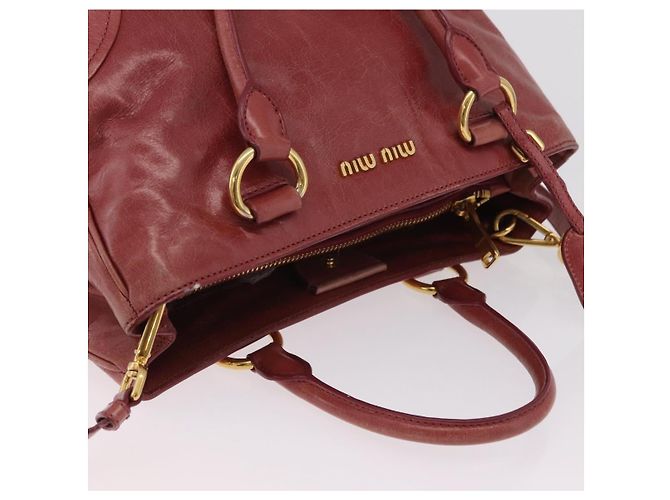 Bolsa de Mão Miu Miu em Couro 2way Rosa Ouro Auth 167648A Dourado - vista 6
