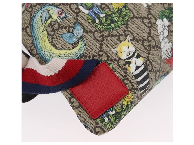 Zaino GUCCI GG Supreme Yuko Higuchi PVC Beige Red 550775 Auth 206696SAM Rosso - vista 19