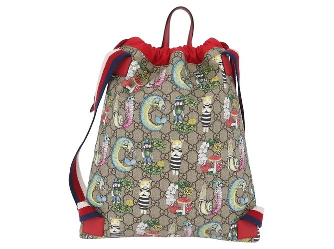 Zaino GUCCI GG Supreme Yuko Higuchi PVC Beige Red 550775 Auth 206696SAM Rosso - vista 2