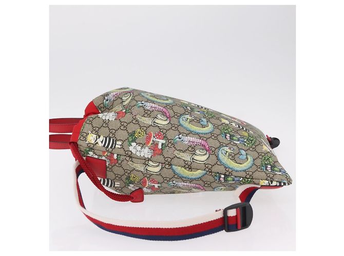 Zaino GUCCI GG Supreme Yuko Higuchi PVC Beige Red 550775 Auth 206696SAM Rosso - vista 4