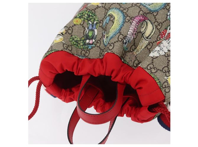 Zaino GUCCI GG Supreme Yuko Higuchi PVC Beige Red 550775 Auth 206696SAM Rosso - vista 6