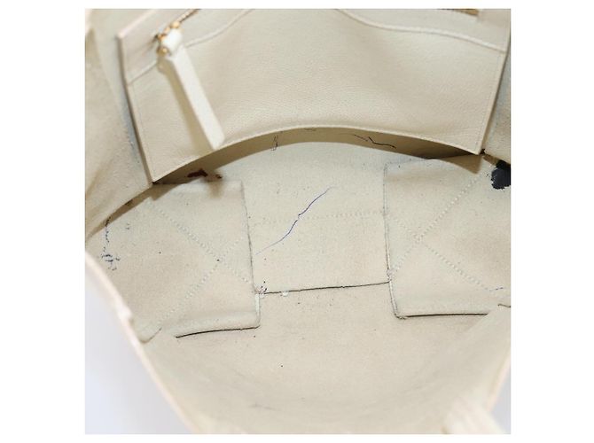 Céline CELINE Vertical Cabas Tote Bag Leder 2way Weiß Gold Auth 205444 Golden - Ansicht 10