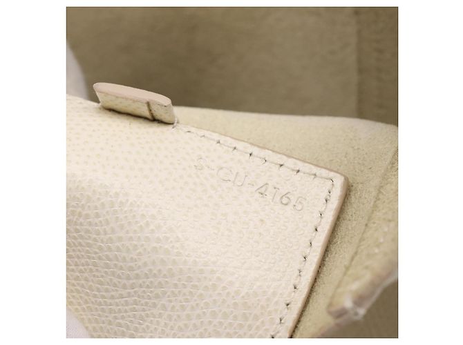 Céline CELINE Vertical Cabas Tote Bag Leder 2way Weiß Gold Auth 205444 Golden - Ansicht 12