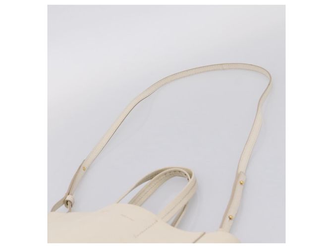 Céline CELINE Vertical Cabas Tote Bag Leder 2way Weiß Gold Auth 205444 Golden - Ansicht 14