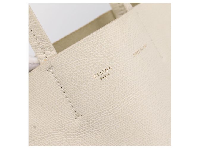 Céline CELINE Vertical Cabas Tote Bag Leder 2way Weiß Gold Auth 205444 Golden - Ansicht 19