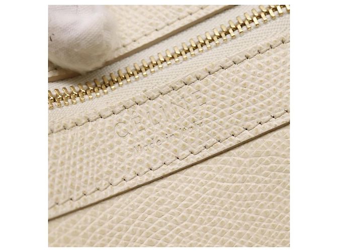 Céline CELINE Vertical Cabas Tote Bag Leder 2way Weiß Gold Auth 205444 Golden - Ansicht 20