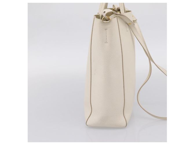 Céline CELINE Vertical Cabas Tote Bag Leder 2way Weiß Gold Auth 205444 Golden - Ansicht 3