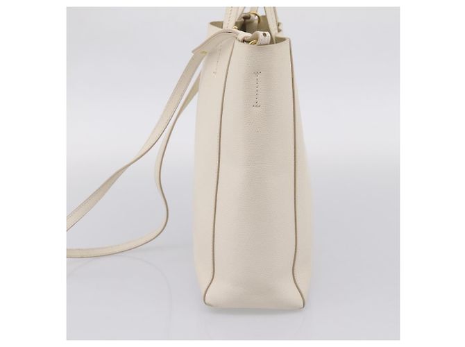 Céline CELINE Vertical Cabas Tote Bag Leder 2way Weiß Gold Auth 205444 Golden - Ansicht 4
