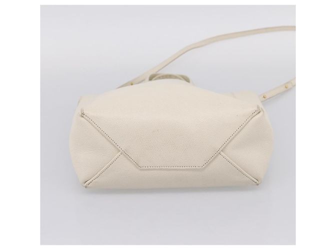 Céline CELINE Vertical Cabas Tote Bag Leder 2way Weiß Gold Auth 205444 Golden - Ansicht 5