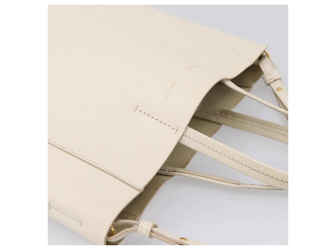 Céline CELINE Vertical Cabas Tote Bag Leder 2way Weiß Gold Auth 205444 Golden - Ansicht 6