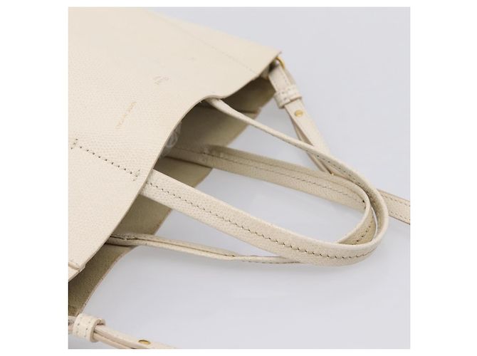 Céline CELINE Vertical Cabas Tote Bag Leder 2way Weiß Gold Auth 205444 Golden - Ansicht 7